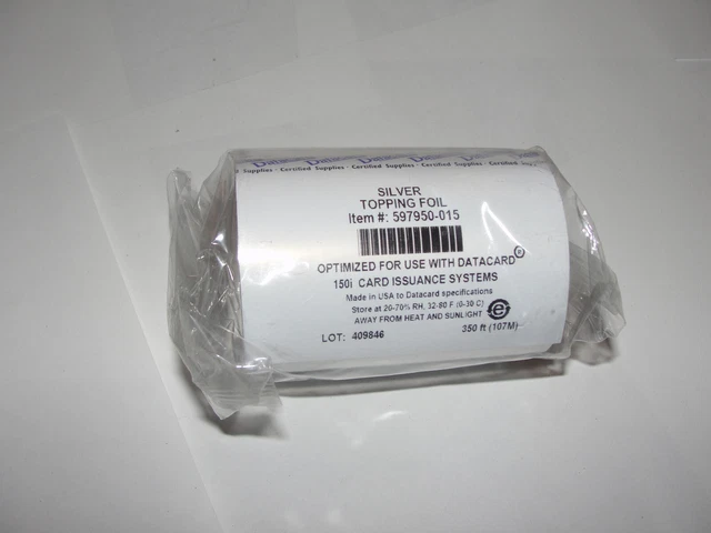 DATACARD 150i Silver Topping Tipping Topper Foil P/N 597950-015 - NEW FRESH ROLL