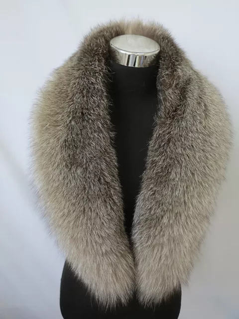 100% Real fox fur collar neck wrap/scarf natural gray jacket collar 105*17 cm