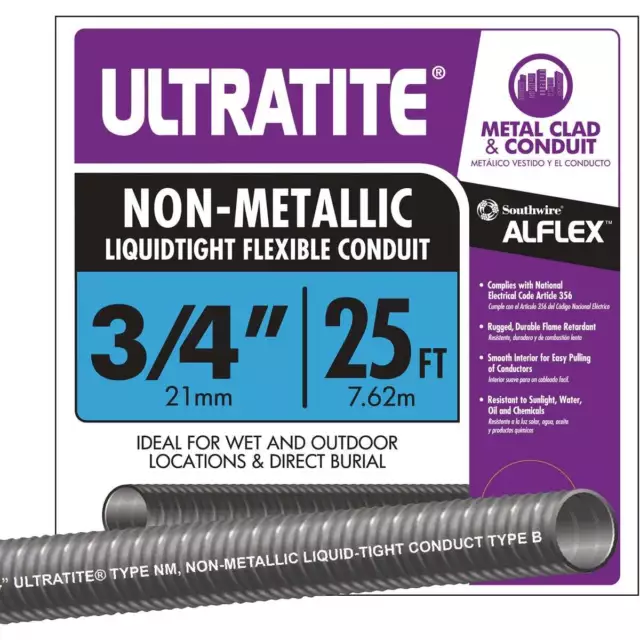 Southwire 3/4 In. x 25 Ft. Flexible Non-Metallic Liquid Tight Conduit 55094321