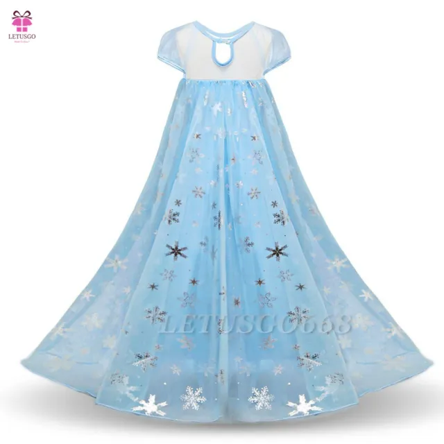 Costume abito blu Elsa per bambini congelati principessa Disney abito elegante cosplay 5
