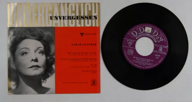 Zarah Leander Unvergänglich Unvergessen  GER 7inch Vinyl EP 1955 Odeon