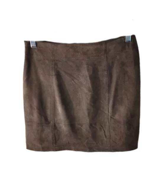 Theory Chocolate Women's Brown Faux Suede A-Line Mini Skirt Size: 4