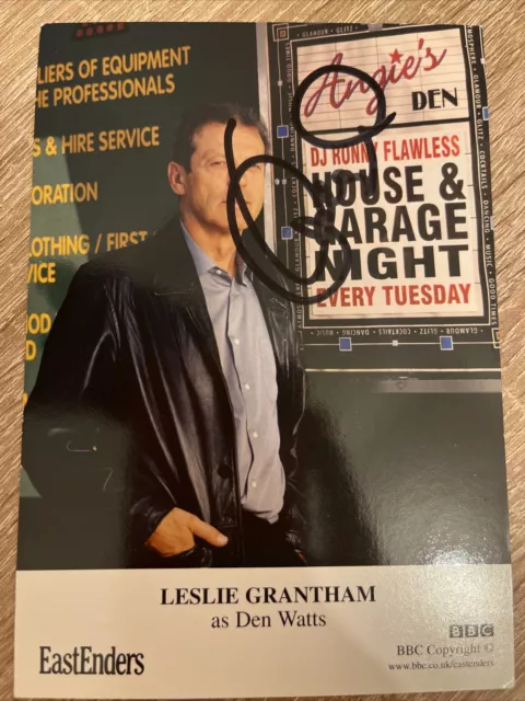 BBC EastEnders Leslie Grantham Den Watts Hand Signed Cast Card Autograph