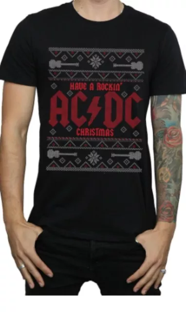 Official AC/DC have a rockin Christmas tshirt Mens Unisex  Rock Metal Tee New
