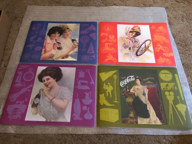 Set 5 Vintage Coca Cola COKE Girl Laminated Placemats 1970's