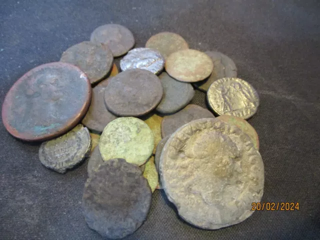 5 Random Uncleaned Ancient Roman Bronze Coins - 1500+ Years Old