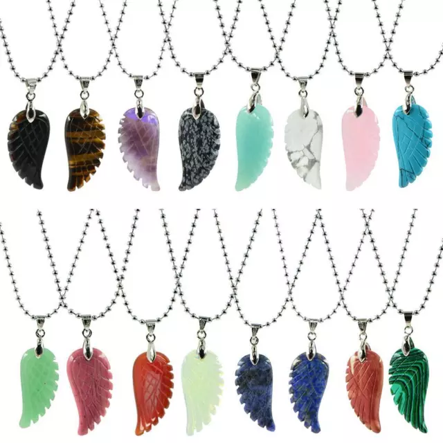 Gemstone Angle Wing Necklace He ng Reiki Chakra Pendant