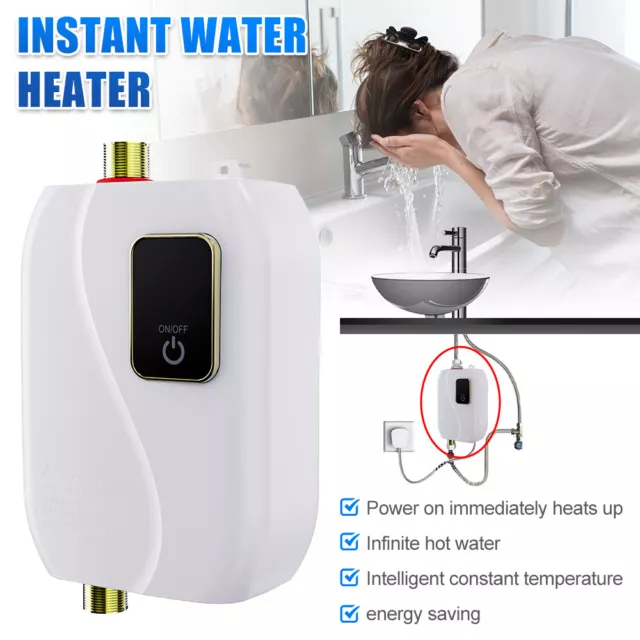 Kitchen Bathroom 3500W Electric Tankless Instant Hot Water Heater Under Sink Tap