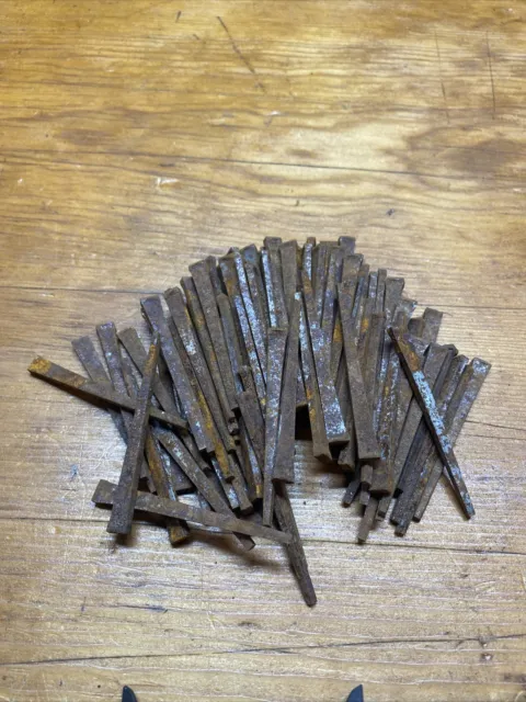 Antique 2.5” 2 1/2" Steel Square Cut Head Nails Rusty Vintage Spikes LOT of 101