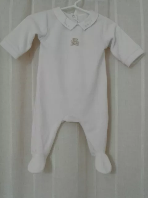 NWT Jacadi Baby Boy White Velour Footie 6 months