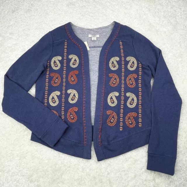 Lucky Brand Sweater Womens Large Open Front Cardigan Sequins Lucky Bliss Cotton