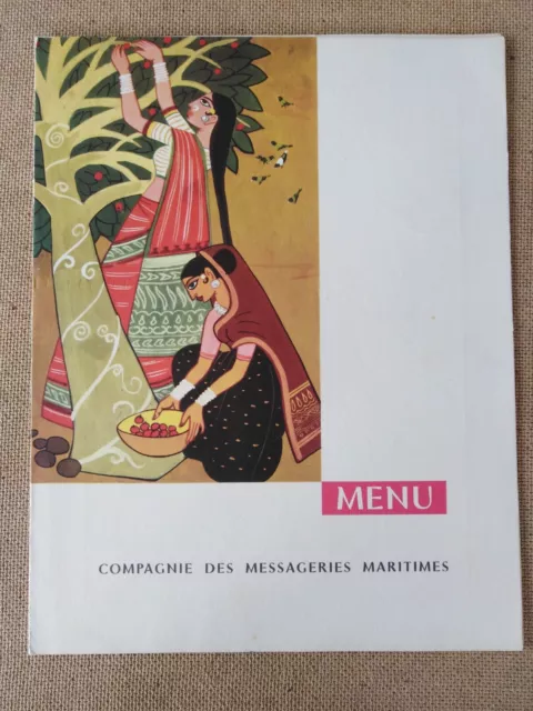 menu Paquebot Cambodge 1961 première classe Compagnie des Messageries Maritimes