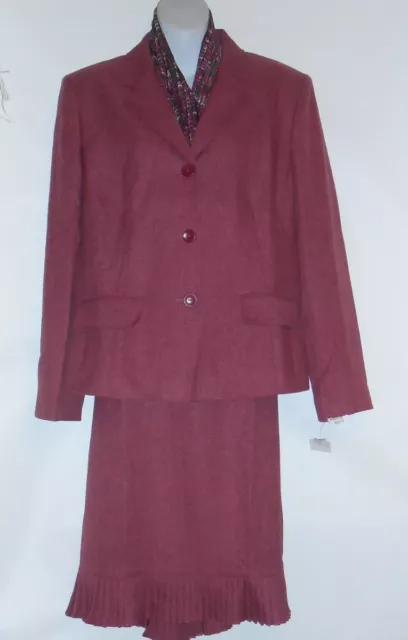 Collections for Le Suit Ladies Two (2) Piece Skirt Suit + Scarf Deep Rose 16 NWT