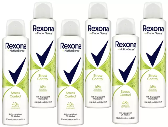 6x Rexona MotionSense Deo Spray Stress Control ohne Alkohol 48h, 150 ml NEU