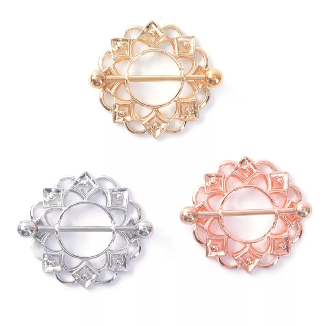 Surgical Steel Flower Bar Barbell Shield Nipple Ring Body Piercing Jewelry`