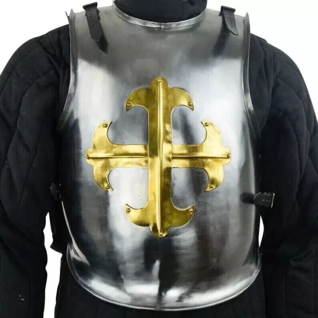 Médiévale Acier Templier Laiton Croix Et Corps Armor Cuirasse Noël Cadeau