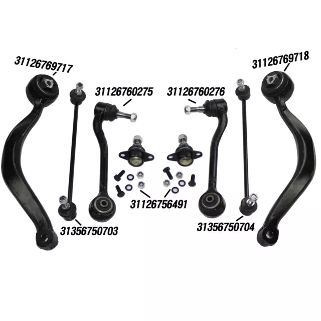 Front LH RH Control Arm Ball Joint Sway Bar Link Suspension 8 Kit for BMW E53 X5