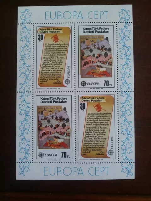 Sellos Chipre Turco Mnh 1982 Hojita Europa Cept.