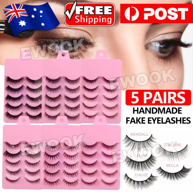 10X 3D Handmade Fake Eyelashes Natural Long Wispy Makeup False Lashes Faux Mink