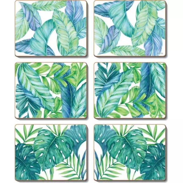 Cinnamon Tropical Leaves Cork Backed Placemats | Set of 6pcs