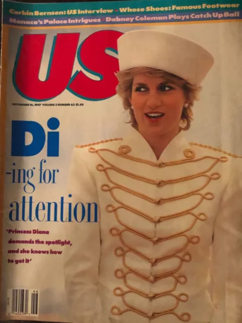 Us Magazine November 16 1987 Princess Diana, Sam Elliott, Corbin Bernsen
