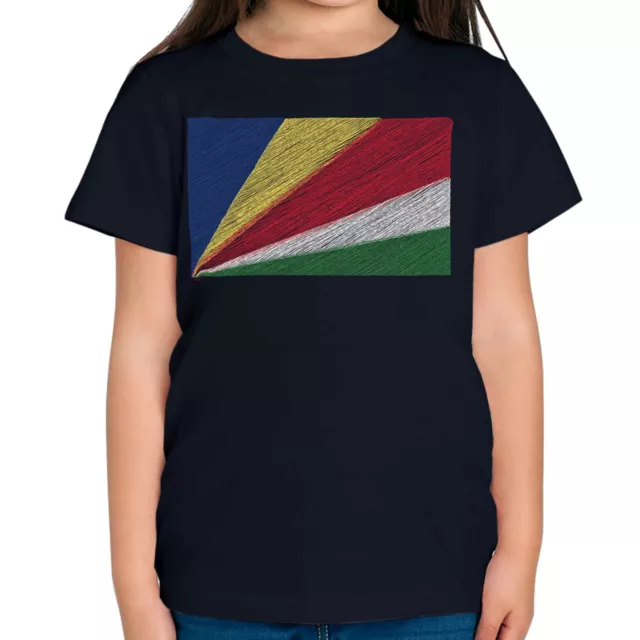 Seychelles Scribble Flag Kids T-Shirt Tee Top Gift Sesel Seychellois