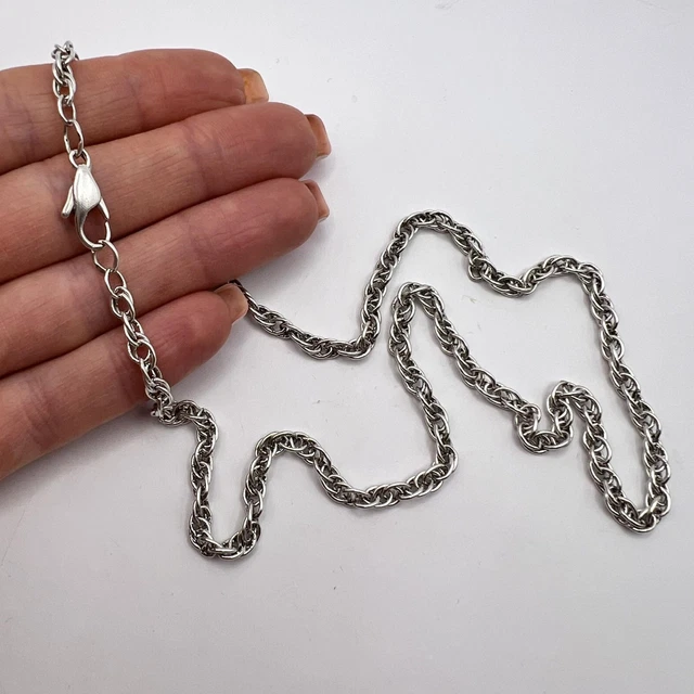 Chaîne Collier Ancienne En Argent Massif 925 Poinçonné - Poids 16,3g, Vintage Pour Femme Ou Homme, Occasion