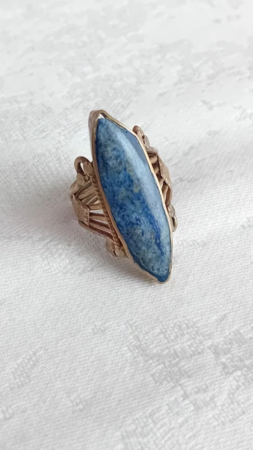 Bague Vintage En Argent Sterling Avec Perle Lapis Lazuli – Taille 55, Bijou Ancien élégant