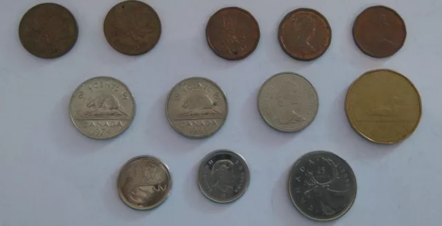 Lot de 12 monnaies du Canada