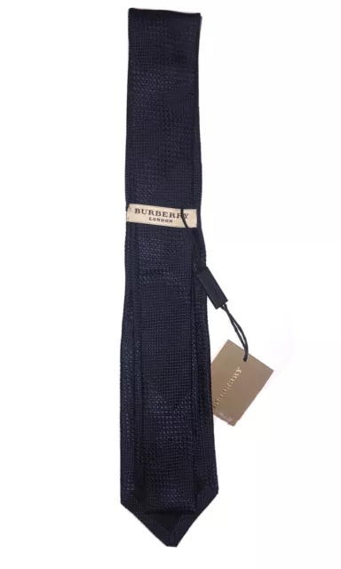 NWT Burberry Men's Manston Navy Tonal Check Tie Silk England 3