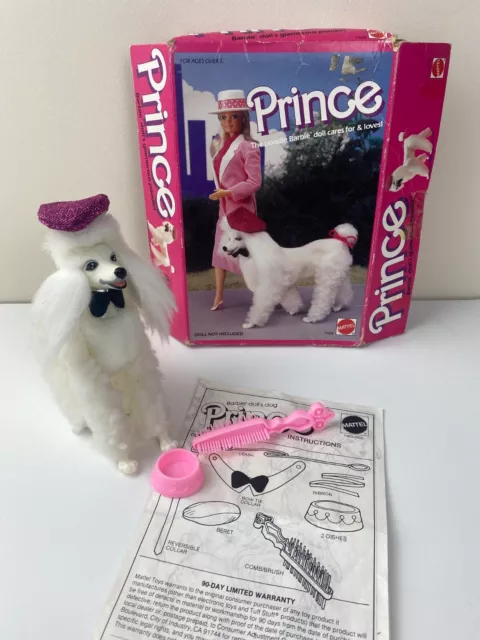 BARBIE VINTAGE PRINCE White Poodle Pet Dog 1984 7928 Mattel with