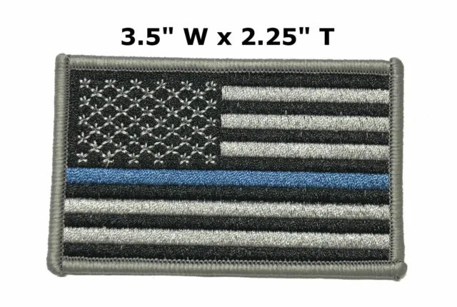 US Flag Thin Blue Line Patch Embroidered Iron-On Applique Police Support