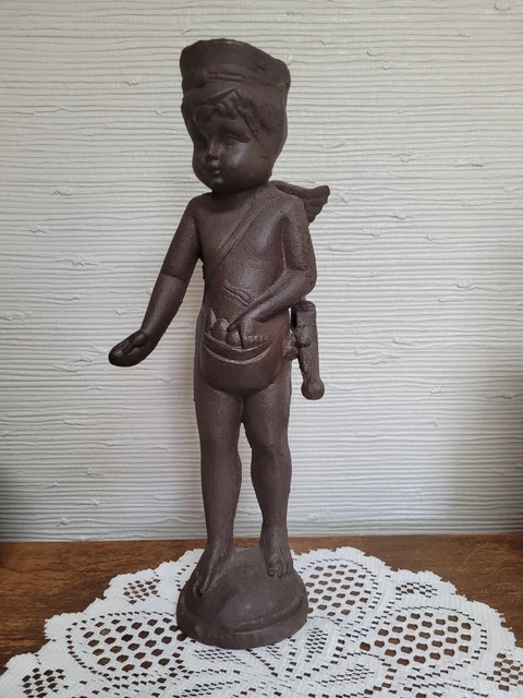 Gorgeous Cast Metal Cherub Cupid Statue - 14" Height