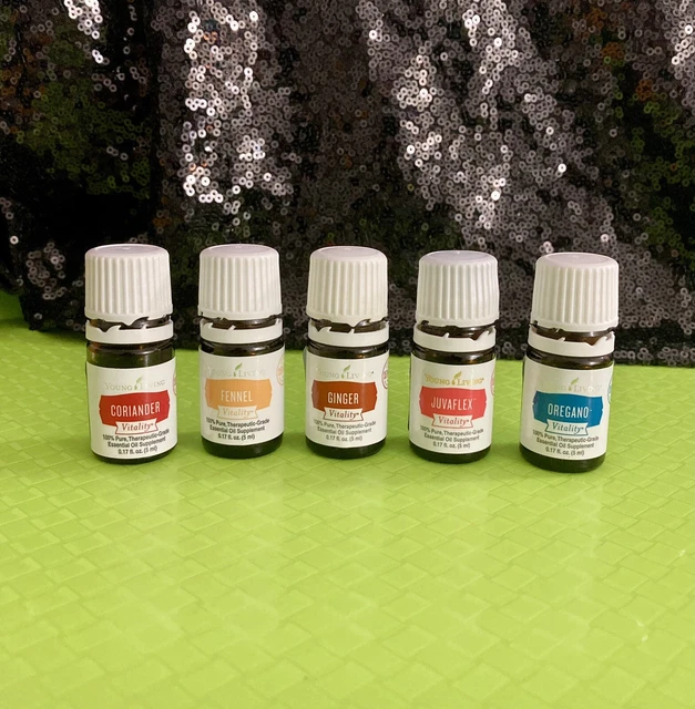 Lot Of 5 Young Living Vitality Essential Oil 5ml Fennel Ginger Juvaflex Oregano