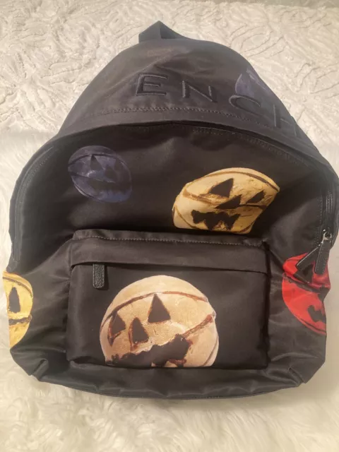 Givenchy Mens Multicolor Skull Pattern Print Nylon Backpack In Dark Brown NWOT