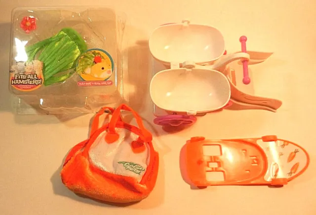 Zhu Zhu Pets Hamsters Accessories LOT Hula Skirt Carriage Skateboard Blanket