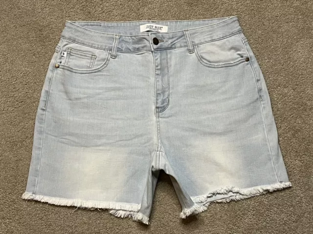 Judy Blue Joanie High Waist Cut Off Denim Jean Shorts 1XL JB150073 Light Wash