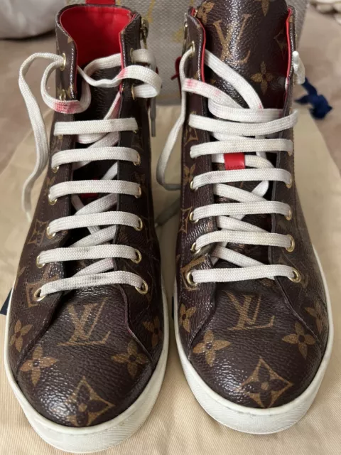 Authentic LOUIS VUITTON ‘Upside Down” HIGH-TOP SNEAKERS Size 8 LV | 9 US