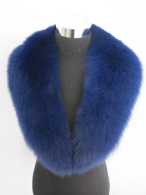 100% Real fox fur collar neck wrap /scarf blue unisex jacket collar 85*15 cm