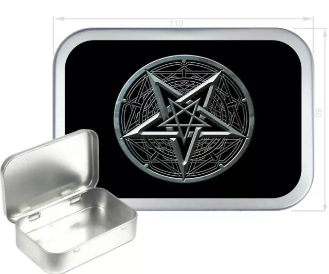 Pentagram Silver Hinged Tobacco Tin,150ml Tobacco Tin, Gift Box, Storage Tin