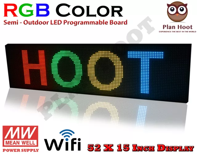 Led Sign 52"X15" Rgb 7 Colour Outdoor Programmable Scrolling Usb Wifi App