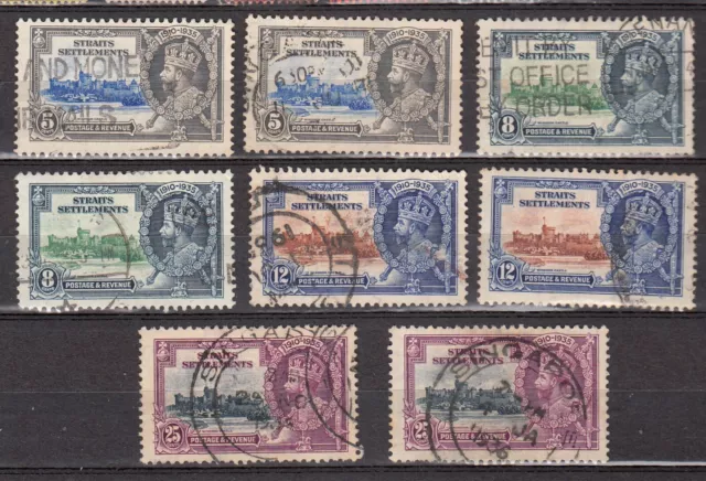 STRAITS SETTLEMENTS  1935  full set  lot  8 stamps  british colonies malaysia