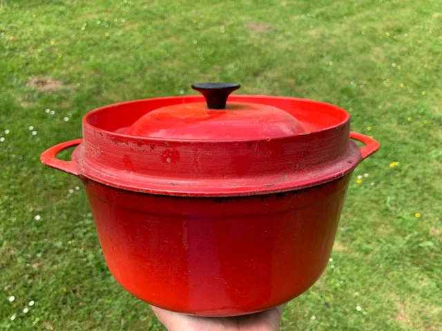 ANCIENNE COCOTE MARMITTE fonte Dru 10 style le creuset orange cuisine repas EUR 39,90 - PicClick FR