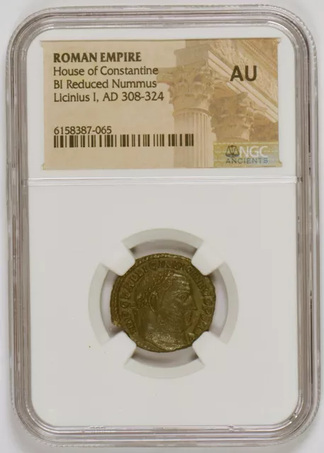 Roman Empire AD 308-324 BI Reduced Nummus for Licinius I, NGC Graded AU