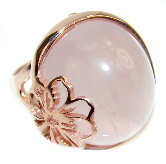 Large 32.2 carat Rose Quartz 18K Gold over .925 Sterling Silver brilliantly hand