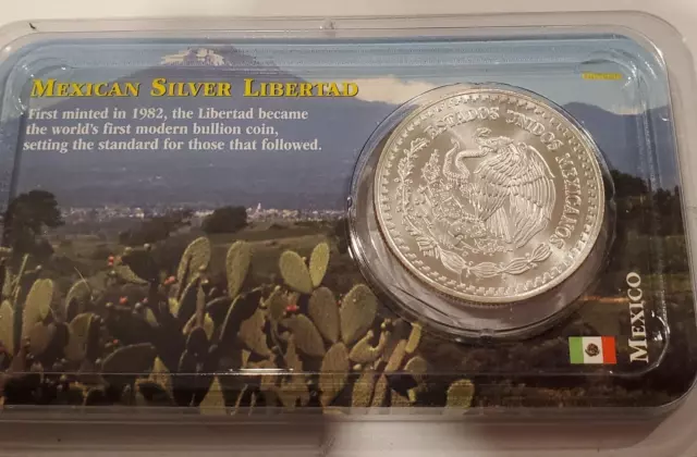 Rare~ 1993  MEXICAN LIBERTAD Littleton Showpak  1oz Silver Coin .999 BU Bullion