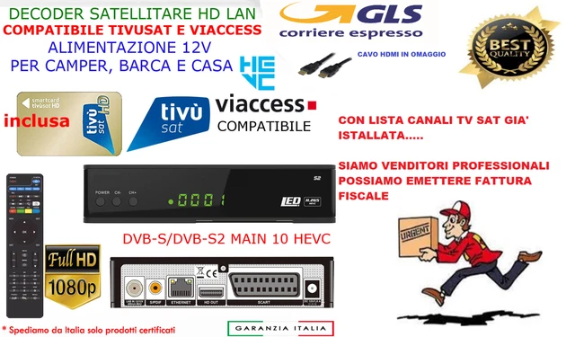 Decoder Satellitare Tivusat Con Scheda HD | Certificato DAZN | Supporto 4K H265 | Cavo HDMI Incluso - Foto 5