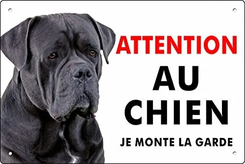 Pubblimania CHIEN CORSO attention au chien Plaque panneau aluminium 3 mm Cm 2...