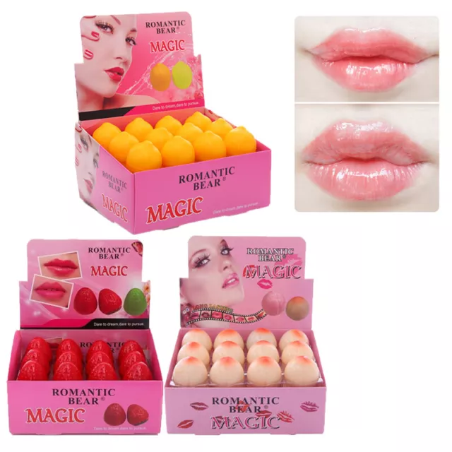 24/12PCS Lip Balm Set Beauty Fruit Balm Makeup Peach Cute Moisturizing Lipstick