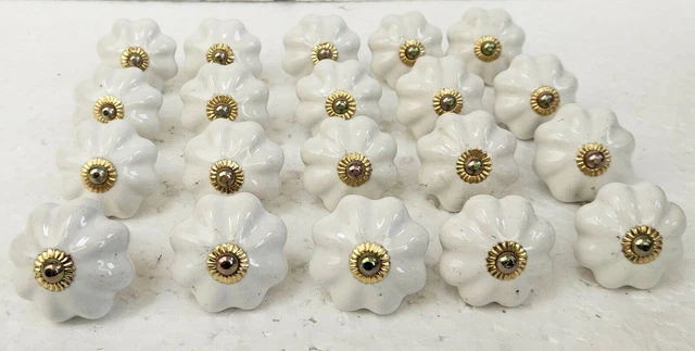 Boutons de porte en céramique couleur blanche tiroir tirer meubles armoire...